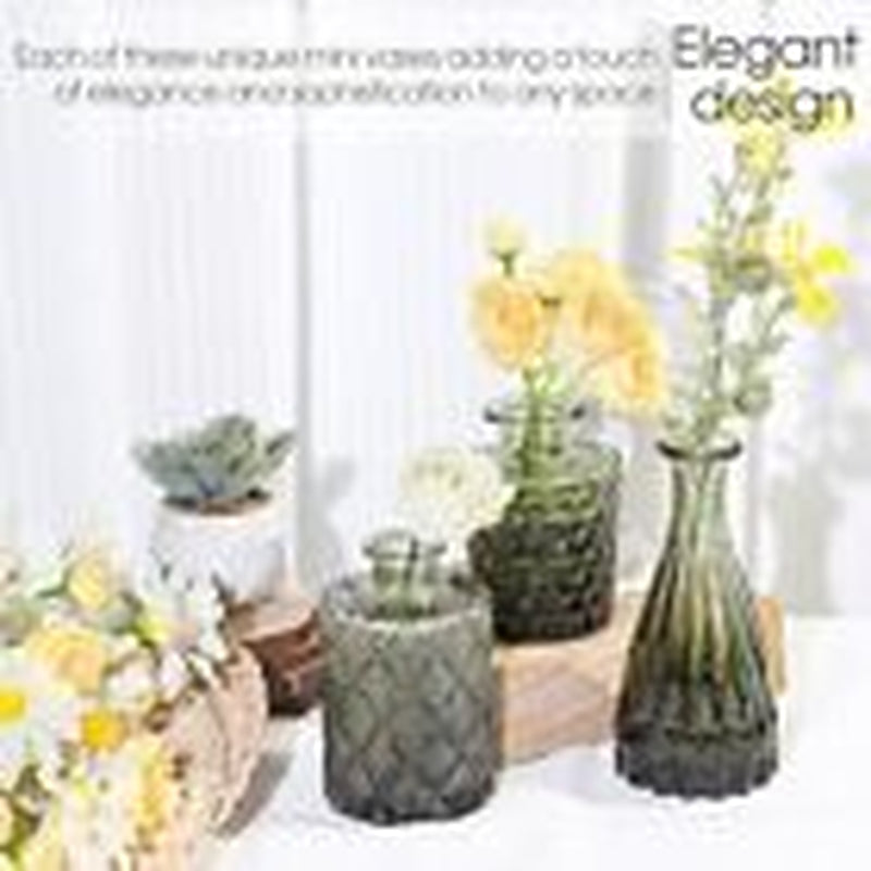 12Pcs Glass Bud Vases Set, Small Vases for Flowers Bud Vase for Green