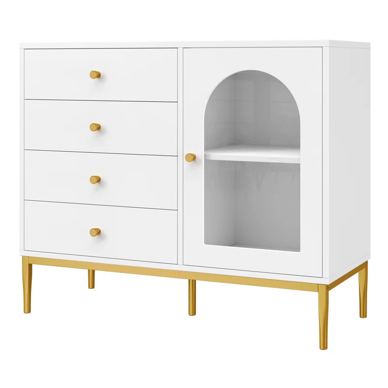 37.7'' Wide 1-Door Accent Cabinet with 4 Drawers