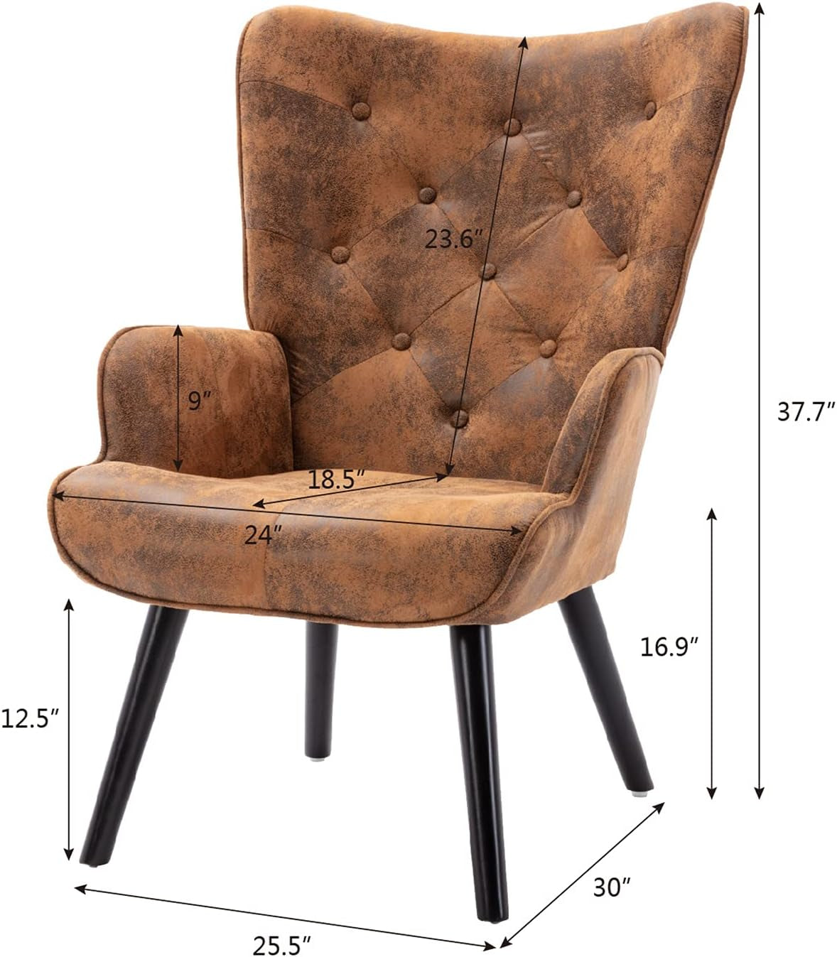 Fabric Accent Chair Accent Lounge Chair Modern Living Room Accent Armchair Upholstered Arm Chair for Living Room Bedroom Reading Chair, Brown, ORW39523758-160-1550308471