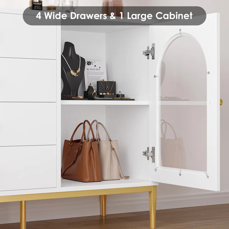 37.7'' Wide 1-Door Accent Cabinet with 4 Drawers