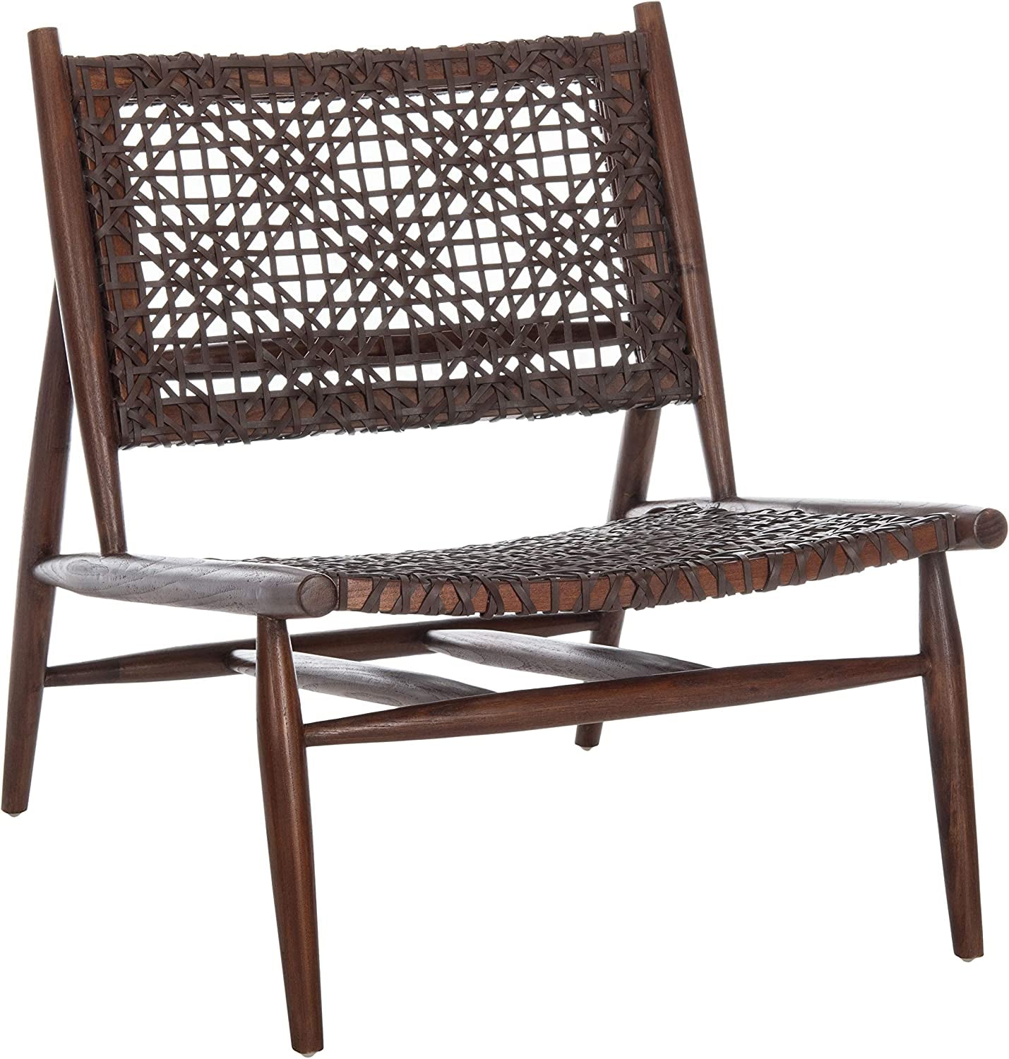 Home Bandelier Brown and Brown Leather Weave Accent Chair