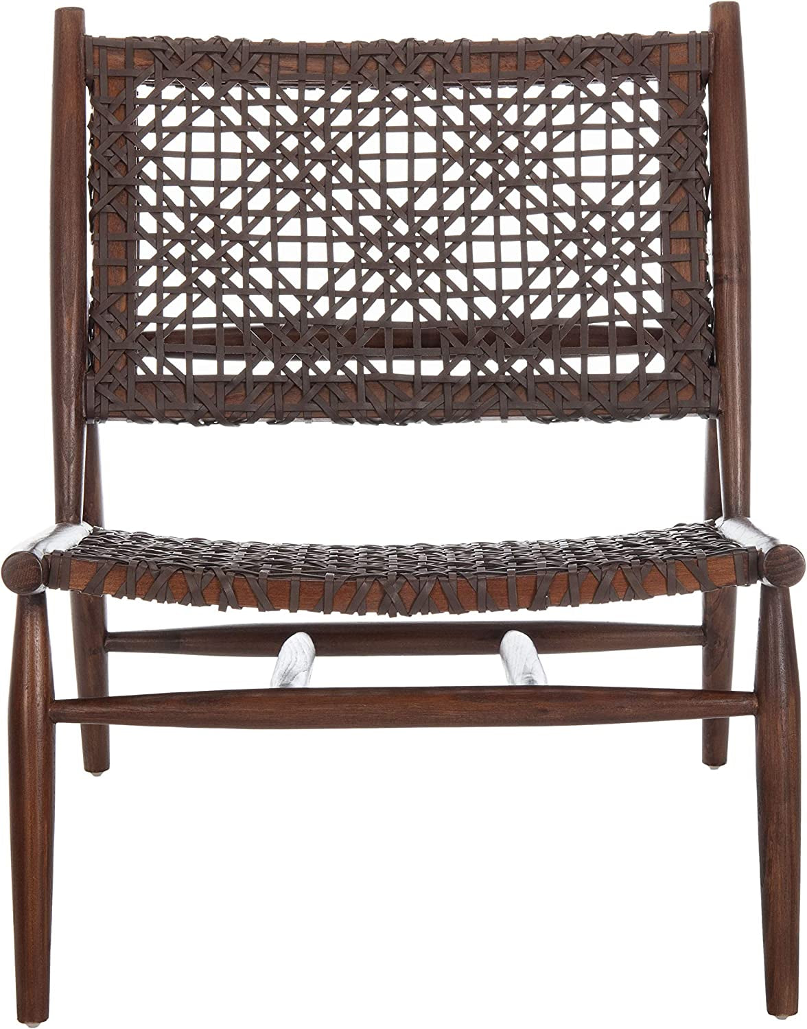 Home Bandelier Brown and Brown Leather Weave Accent Chair