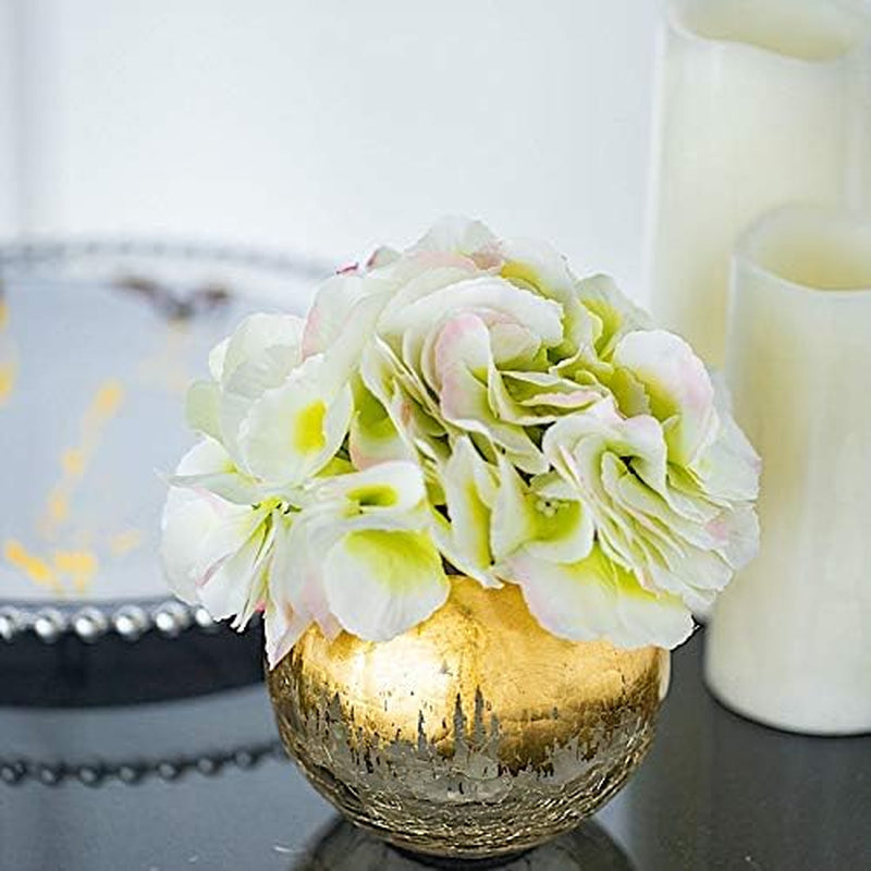 4 in Tall Gold Crackle Glass round Candle Holder Vase