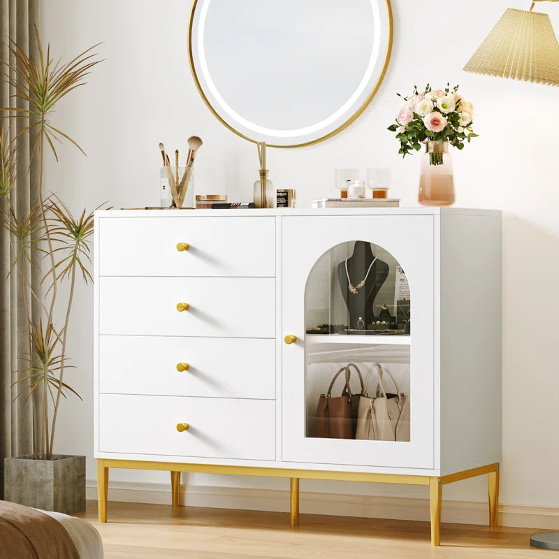 37.7'' Wide 1-Door Accent Cabinet with 4 Drawers