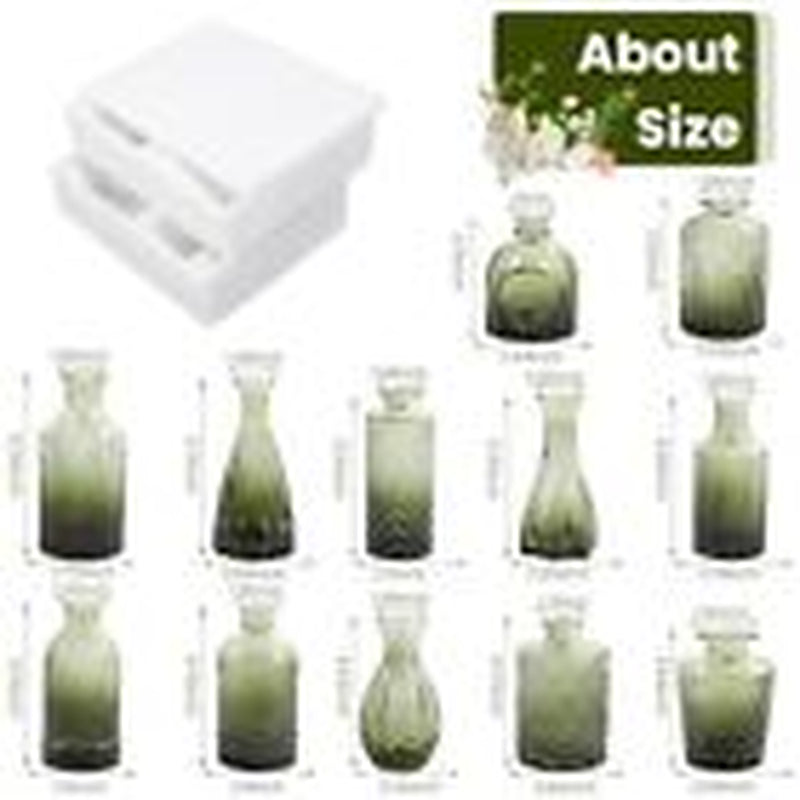 12Pcs Glass Bud Vases Set, Small Vases for Flowers Bud Vase for Green