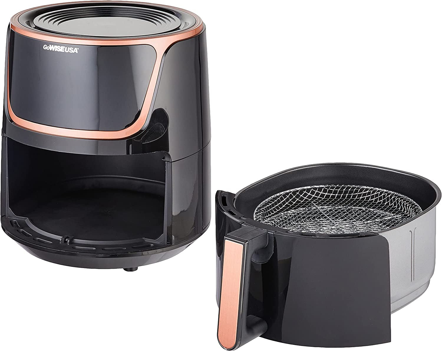 GW22955 7-Quart Electric Air Fryer with Dehydrator & 3 Stackable Racks, Digital Touchscreen with 8 Functions + Recipes, 7.0-Qt, Black/Copper