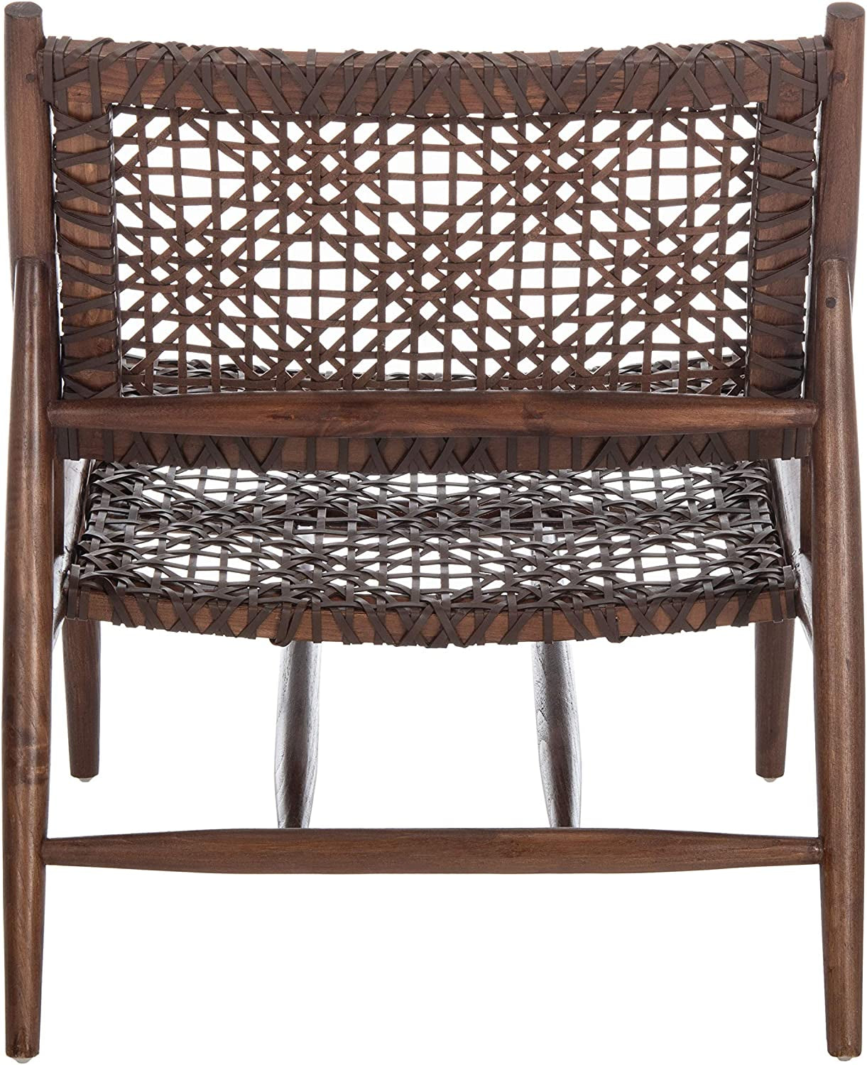 Home Bandelier Brown and Brown Leather Weave Accent Chair