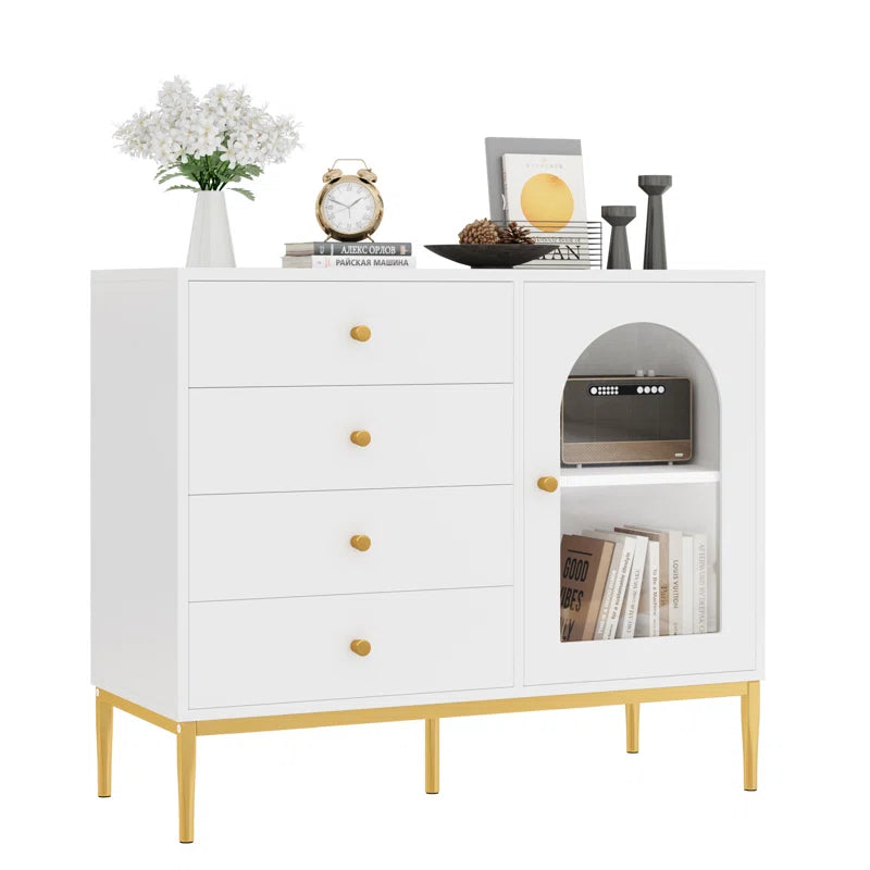 37.7'' Wide 1-Door Accent Cabinet with 4 Drawers