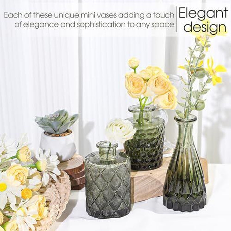 12Pcs Glass Bud Vases Set, Small Vases for Flowers Bud Vase for Green