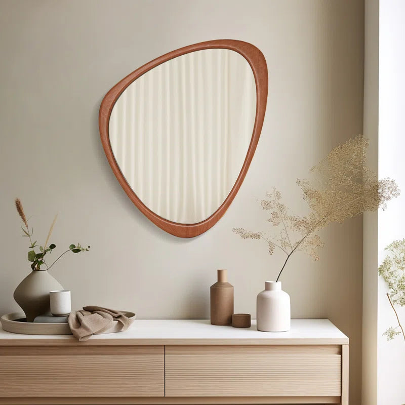 Cotesfield Wood Accent Mirror Irregular Decorative Mirror Asymmetrical Mirror