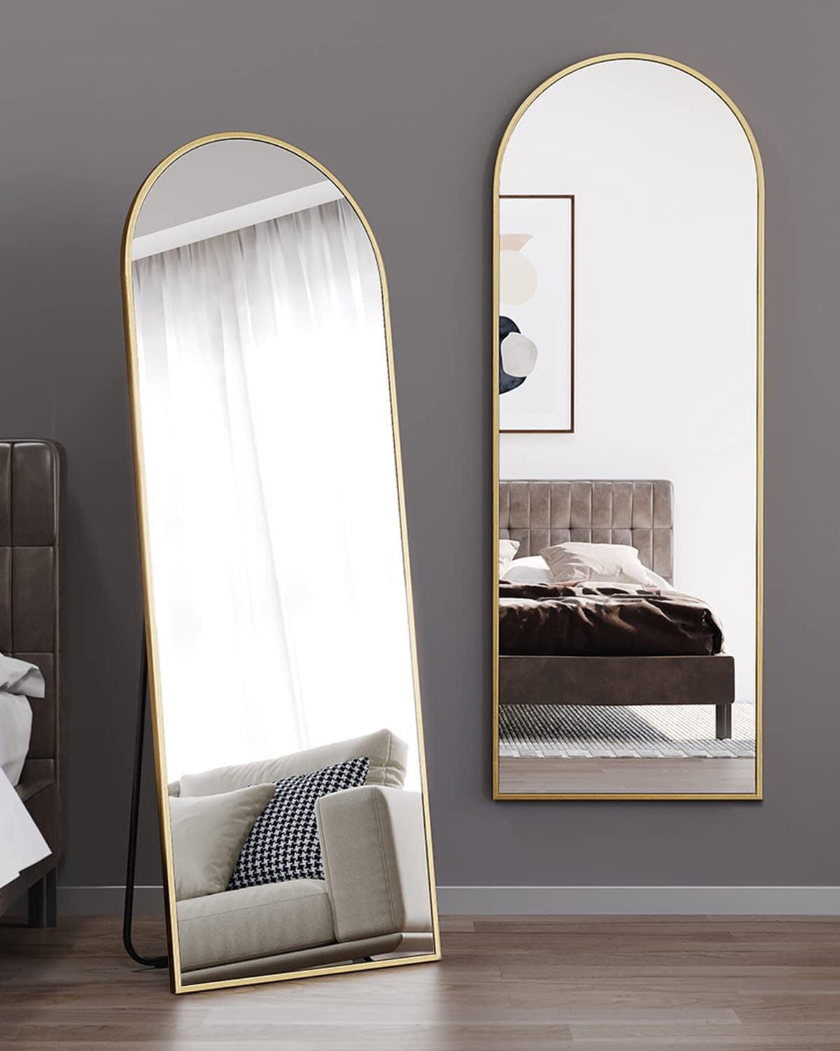 Floor Mirror, Full Length Mirror with Stand, Arched Wall Mirror, Mirror Full Len