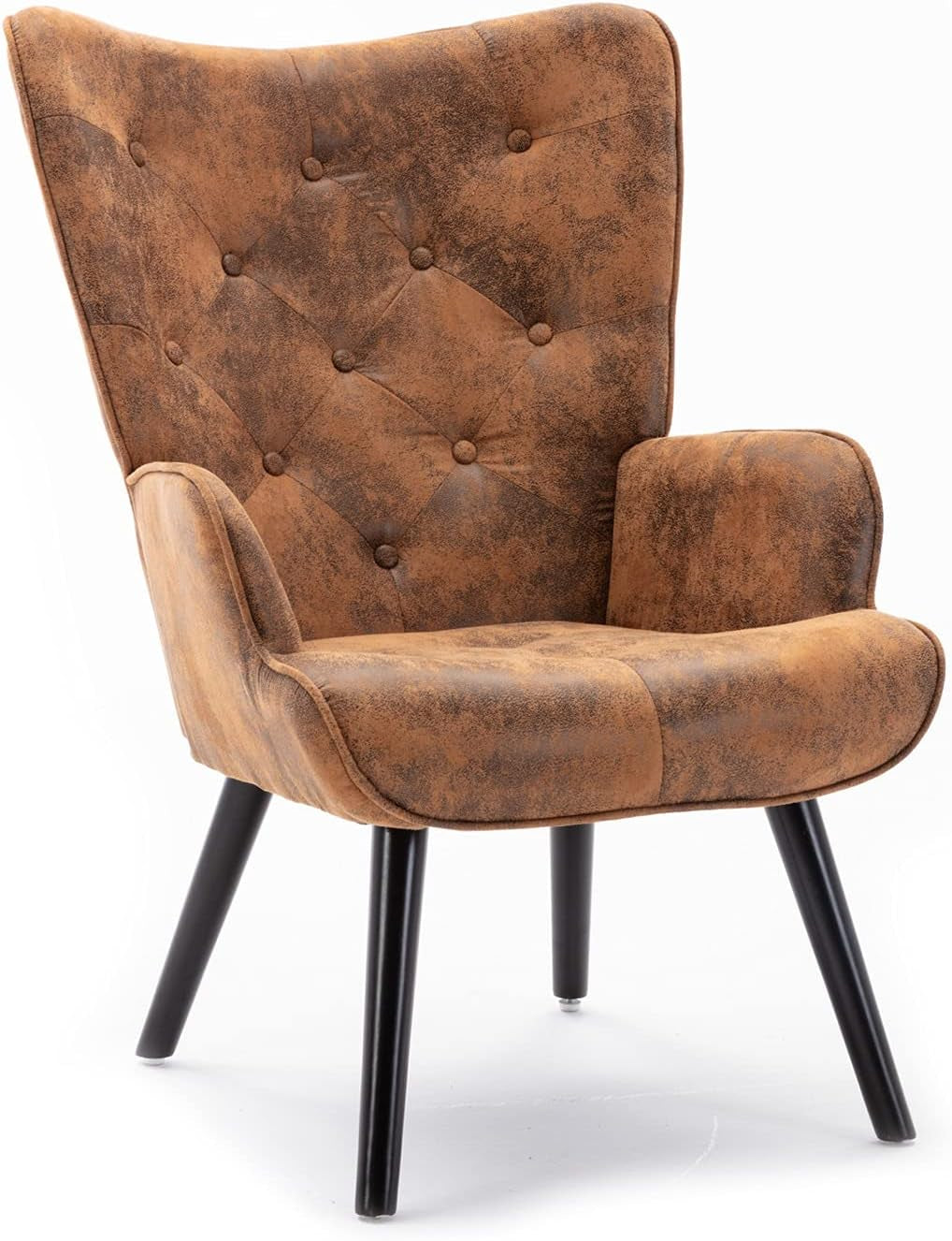 Fabric Accent Chair Accent Lounge Chair Modern Living Room Accent Armchair Upholstered Arm Chair for Living Room Bedroom Reading Chair, Brown, ORW39523758-160-1550308471